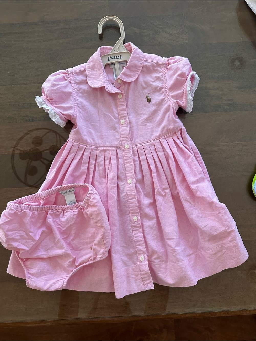Ralph Lauren Light Pink Button-Front Polo Dress with Bloomer